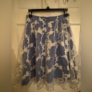 Gaudi' Blue and White Floral A-Line Skirt